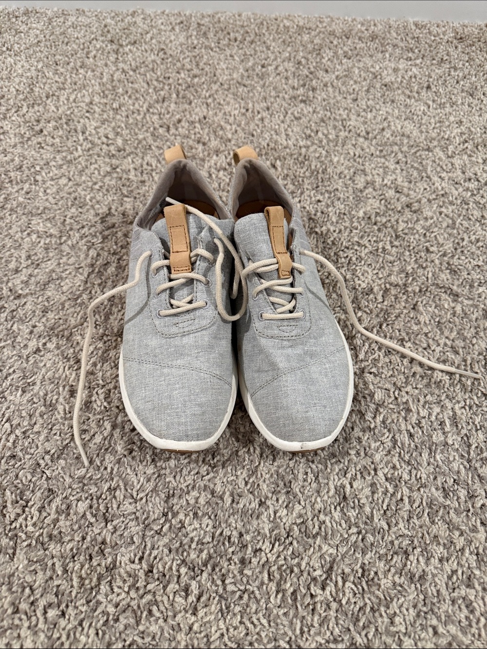 Toms Light Gray Canvas Sneakers with Tan Accents